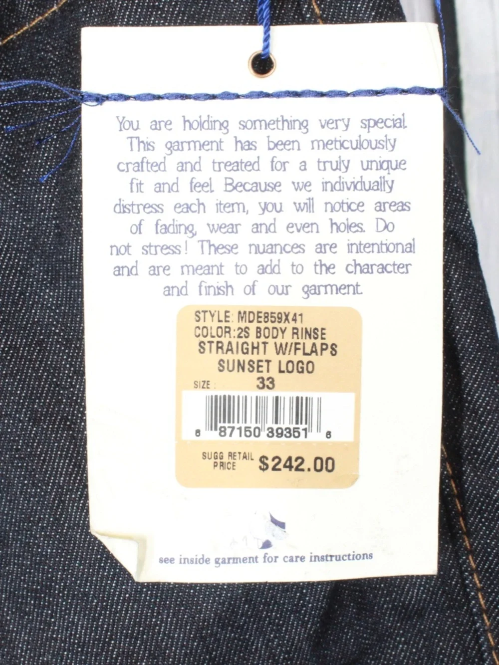 NWT True Religion Straight Flap Jeans Sunset Logo Orange Red Stitch Mens Size 33